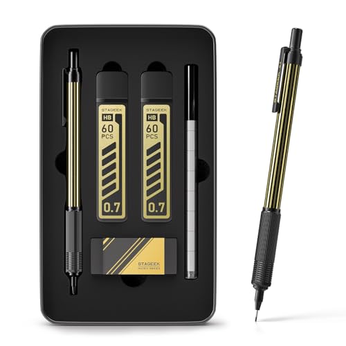 STAGEEK 0.7mm Metal Mechanical Pencil with Metal Gift Case, Gold - color: Gold（0.7mm）