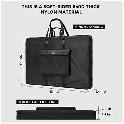 Nicpro Large Art Portfolio Bag 35 x 43 in, Nylon Artist Storage Case | Adjustable Shoulder Strap, Waterproof Carrying Bag for Professional Artwork Sketch Drawing Canvas Photography Poster - size: 35 x 43 inches