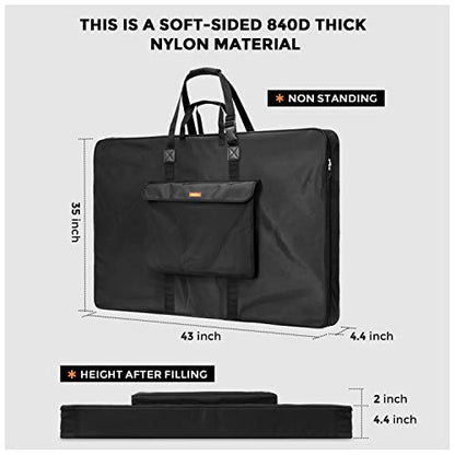 Nicpro Large Art Portfolio Bag 35 x 43 in, Nylon Artist Storage Case | Adjustable Shoulder Strap, Waterproof Carrying Bag for Professional Artwork Sketch Drawing Canvas Photography Poster - size: 35 x 43 inches