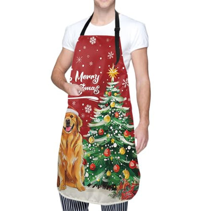 Imiss Waterproof Stain-Resistant Cooking Chef Aprons for Grill BBQ Baking 27 X 31 Inch - color: Merry Christmas