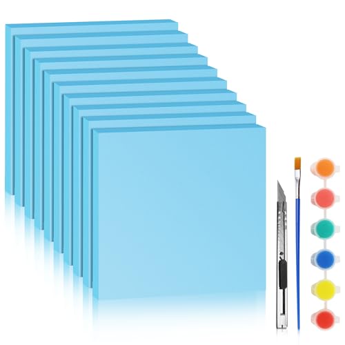 LuckyFoam Blue 10 Pack 12x12x0.79 inch Foam Sheets 0.79 Inch Thick | Polystyrene Rectangles XPS Foam Board Craft for Insulating DIY Modeling Art Supplies - color: blue, size: 12x12x0.79 inch 10pack