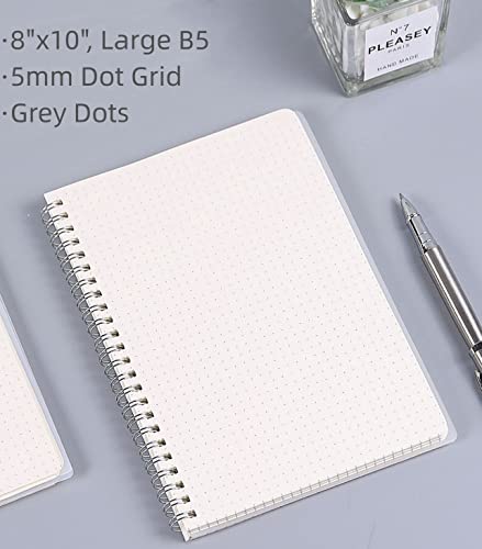 Spiral Notebook, Dotted Journal Notebook, 4 Pack Large B5 Dot Grid Notebook for Journaling, 560 Thick Paper Dot Journal for Bullet, Work, School, 24pcs Index Tabs, Assorted Pastel Notebook, 8" x 10" - size: 8" x 10", style: Dotted