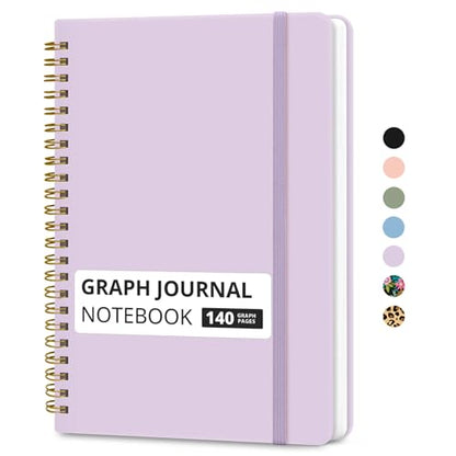 Taja Graph Spiral Journal Notebook for Women & Men, 140 Pages, Graph Paper Hardcover Notebook for Planning & Tracking, Journals for Graphing, A5(5.7" x 7.9") – Purple - color: E.Purple, style: c-Graph