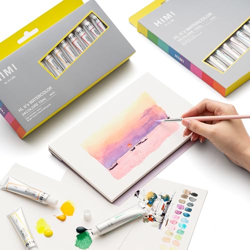 HIMI Watercolor Paint Tube Set - 36 Colors 12ml, with Rich Pigments, Non-Toxic, suitable for Beginners, Artists, and Hobby Painters. Beautiful Gifts for Art Supplies Painting