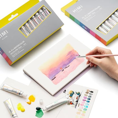 HIMI Watercolor Paint Tube Set - 36 Colors 12ml, with Rich Pigments, Non-Toxic, suitable for Beginners, Artists, and Hobby Painters. Beautiful Gifts for Art Supplies Painting