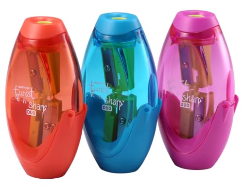 Bostitch Office Twist-N-Sharp Manual Pencil Sharpener, 2 Holes for Standard and Jumbo Pencils with Ratchet Technology, 1 Sharpener Random Color - size: 1-Pack