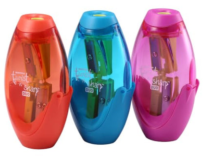 Bostitch Office Twist-N-Sharp Manual Pencil Sharpener, 2 Holes for Standard and Jumbo Pencils with Ratchet Technology, 1 Sharpener Random Color - size: 1-Pack