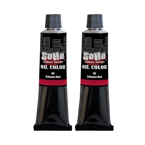 Soho Urban Artist Oil Paint - 2 Pack, Crimson Red 2 Pack - 170 ml Tube - Best Valued Oil Colors for Painting with Excellent Pigment Load - color: Crimson Red