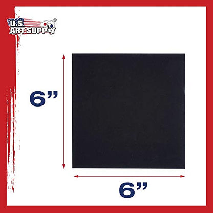 U.S. Art Supply 6 X 6 Inch Black Art Canvas Board Panels 6 Pack - 8 Ounce - size: 6" x 6"