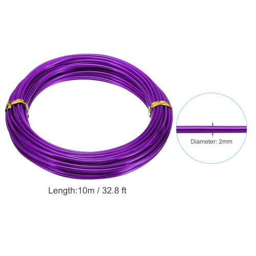 PATIKIL 32.8ft Aluminum Wire, 1pcs Jewelry Wire Aluminum Craft Wire 2mm 12 Gauge Wire Metal for Jewelry Making Beading Crafting Pendants Art, Purple - color: Purple, size: 2mm