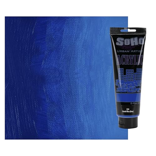 Soho Urban Artist Heavy Body Acrylic Paint - 250 ml Tube - Cobalt Blue Hue - Thick, Rich Color, Excellent Coverage, Professional Quality - Artists Acrylic Paint - color: Cobalt Blue Hue, size: 8.45 Fl Oz (Pack of 1)