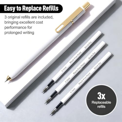 6Pcs Gel Pens-0.5mm Fine Point Black Ink with 3 Extra Refills, Soft Comfortable Grip,Smooth Fluent Writing,Retractable Design for Men Journal,Business Office and Nurse Note Taking (White) - color: White