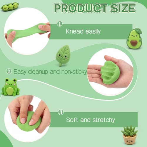 VioraWhite 48 Pcs Air Dry Clay Bulk 1.6lb Modeling Clay Kit,Light Green | Soft & Stretchable, Magic Foam for Kids, DIY Molding, Arts & Crafts, Boys Girls Party Favors, Cosplay Sculpting Supplies - color: Light Green