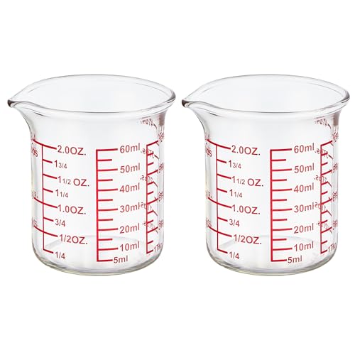 Ackers BORO3.3 2 oz Glass Measuring Cups with V-Shaped Spout, 2 Pack - size: 60 ML (2 Oz)-Pack of 2