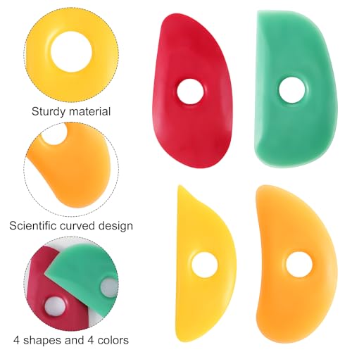 4 Pcs Soft Rubber Rib Clay Sculpting Tool for Pottery Clay Silicone Ceramics Tools Multi Styles Pottery for DIY Smooths Shapes Sculpting Ceramics Tool Sculpting, Mud, Trimming, Throwing