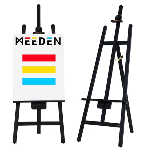 MEEDEN Black Easel for Painting: Wood Easel Stand for Sign and Display | A Frame Stand for Adults Artists Display Sign- Holds Canvas up to 48"