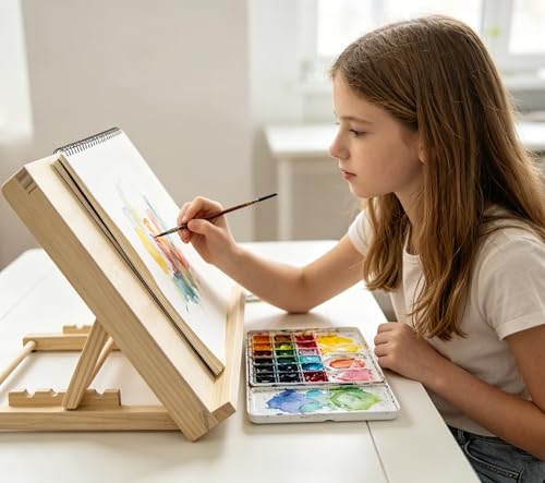 Tabletop Easel for Painting, Adjustable Desk Easel,Portable Drafting Table Slant Board for Writing, Drawing Easel, Table Top Easel for Art, Sketching, Reading,A3 17.7" x 12"