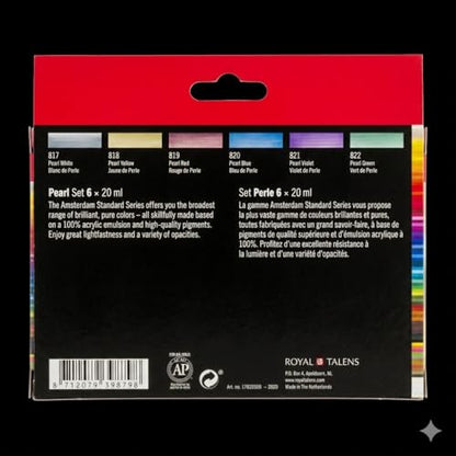 Amsterdam Standard Series Acrylic Paint Set, Pearl, 0.6 fl oz, 6 Count