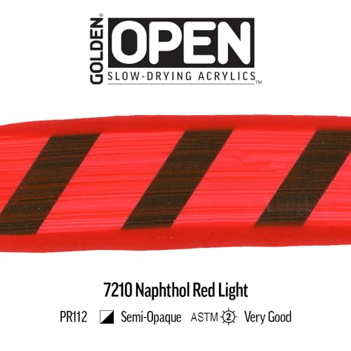 GOLDEN OPEN Slow-Drying Acrylics, Naphthol Red Light, 2 fl. oz. Tube - color: Naphthol Red Light, size: 2 Fl Oz (Pack of 1)