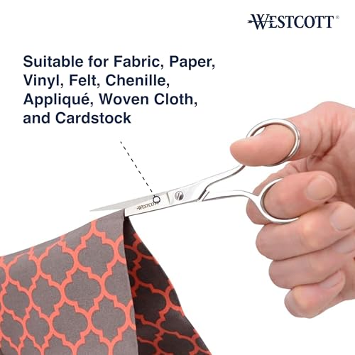 Westcott 5in Forged Fabric and Paper Scissors, Precision Scissors for Embroidery Detail, Sewing, Quilting, Tailoring, Arts and Crafts - size: 5-Inch Straight