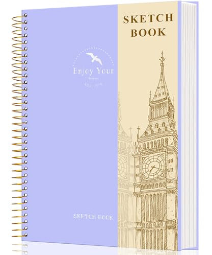 FLYING EAGLE Hardcover Sketchbook for Drawing 8.5 x 11 Spiral Sketch Book for Adults Women Kids with 100gsm 68lb 120 Sheets Premium Paper Sketch Pad for Drawing Books Notebook Art Supplies, Purple - color: Purple