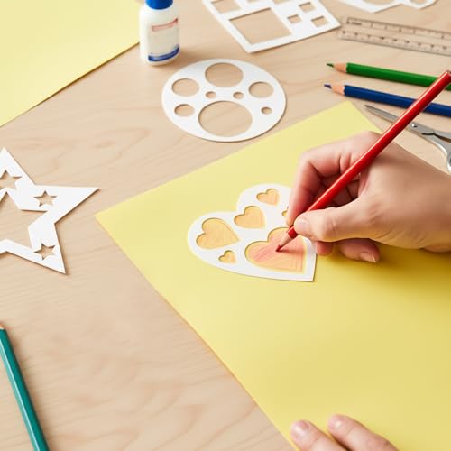 JJUNW 12 Pcs Drawing Stencil, Geometric Stencils Art Painting Template | Circle Square Heart Star Template Set Simple Drawing Stencils for Classroom Painting DIY Craft - size: 5in