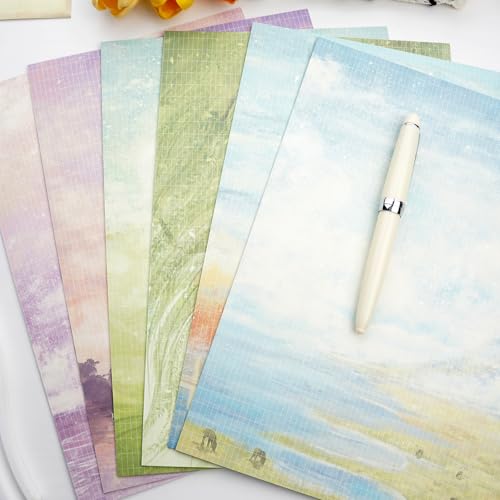 40/60 Sheets watercolor cute writing paper B5 size letter printer paper 120gsm decorative scrapbooking colored antique vintage flowers animal design Double-Sided stationery(some scenery) - color: Some Scenery