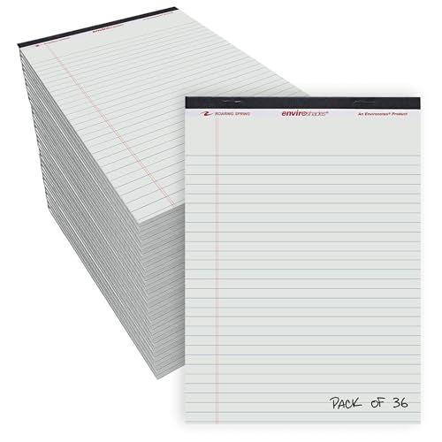 ROARING SPRING Enviroshades Gray Legal Pads, 36 Pack, Legal Ruled Recycled Colored Writing Note Pads, 8.5" x 11", 50 Sheets, Perforated Paper, Made in USA, Memo Pad For School & Office - color: Gray, style: 36 Pack