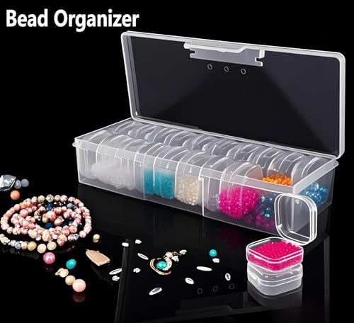 DUOFIRE Bead Organizer 40 Clear Plastic Bead Storage Containers Hinged Lids - size: 40 Grids | 1 Pack
