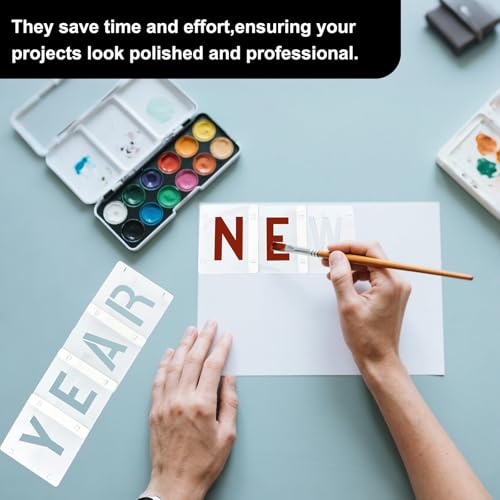 2 Pack - 6 Inch Letter Stencils Set, 72 Reusable Stencils for Painting On Wood, Metal, Walls, Fabric, Rocks with Interlocking, Perfect for Banners, Sign Making & DIY Art9(6 inch) - size: 6 inch