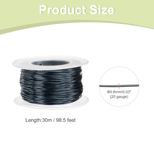 HARFINGTON 20 Gauge Aluminum Craft Wire 0.8mm 98.5ft Flexible Bendable Anodized Metal Jewelry Sculpting Wire for Jewelry Making Modelling Craft DIY, Black - color: Black, size: 30M x 0.8mm