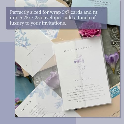 Goefun 115GSM Pre-Folded Vellum Jackets for 5x7 Invitations 50 Pack - color: white, size: 5x7-50pcs
