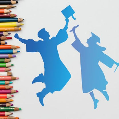 2Pcs Graduates Celebration Stencil for Painting 11.8" x 11.8" - style: Graduation