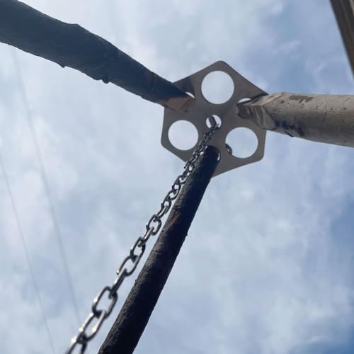 Stainless Steel Camping Tripod Board,Turn Branches into Campfire Tripod | Campfire Support Plate with Adjustable Chain for Hanging Cookware,Rustproof,Portable Camping Gear - color: Plus-2