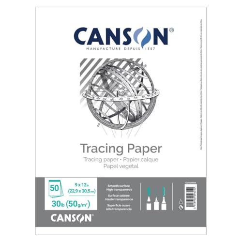 Canson Tracing Paper, 9" x 12", 50 Sheets/Pad, 12 Pads | For Pencil, Pen, and Ink, Top Bound Pad, 30 lb. (50gsm), Class Pack, 600 Sheets Total - size: 9" x 12" (12-Pack)