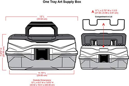 ArtBin 6891AG 1-Tray Art Supply Box, Portable Art & Craft Organizer with Lift-Up Tray, [1] Plastic Storage Case, Gray/Black - style: One Tray
