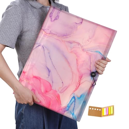 A3 Diamond Painting Storage Book,Marble Pink 60 Pages Art Portfolios Case - color: Marble Pink-60 Sleeves