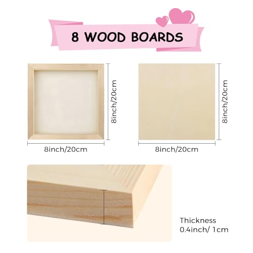 8 Pack 8x8 Inch Unfinished Square Wood Panels for DIY Painting Crafts - size: 8"×8" 8 Pack