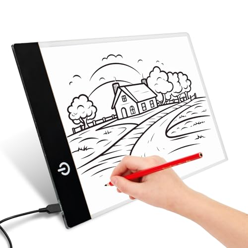 A5 LED Light Pad for Drawing & Tracing, Adjustable Brightness Light Board | Flicker-Free LED Light Box for Tracing, Perfect for Artists, Diamond Painting, Sketching & Everyday Creative Use - style: A5R