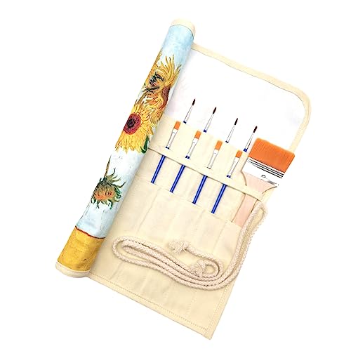 Funny live Paint Brush Holder Art Supplies, Artist Paint Brush & Storage Organizer Roll-Up Case Bag, Protect Acrylic Oil Watercolor Paintbrushes (Sunflower 20 Slot Pockets) - color: Sunflower 20 Slot Pockets