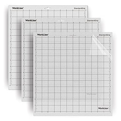 Cutting Mat Compatible With Silhouette Cameo: (12x12 inch,3 Mats) Standard Adhesive Sticky Durable Clear Craft Cut Mats - Replacement Accessories - color: Transparent, size: Standard Grip (3 mats)