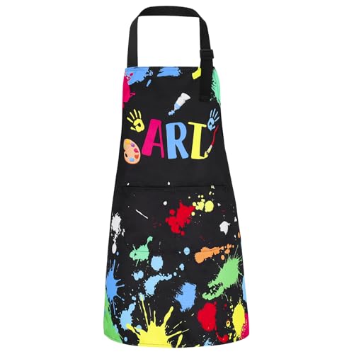 Artist Apron for Kids, Waterproof Painting Apron with Pocket | Artist Costume for Kids, Artist Painter Lover Gifts for Boys and Girls Art Student, Artist, Painter, Black, ART