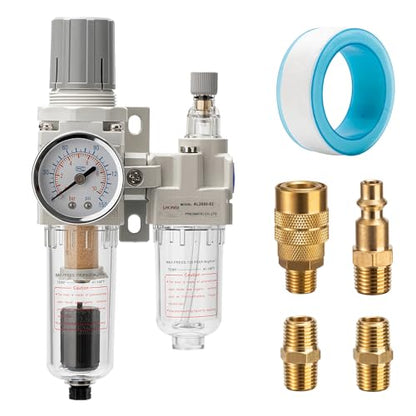Air Pressure Regulator with Pressure Gauge(0-150PSI),Water Separator for Air Compressor Auto Drain 1/4 NPT Threaded Interface - size: 1/4 NPT, style: Auto Drain