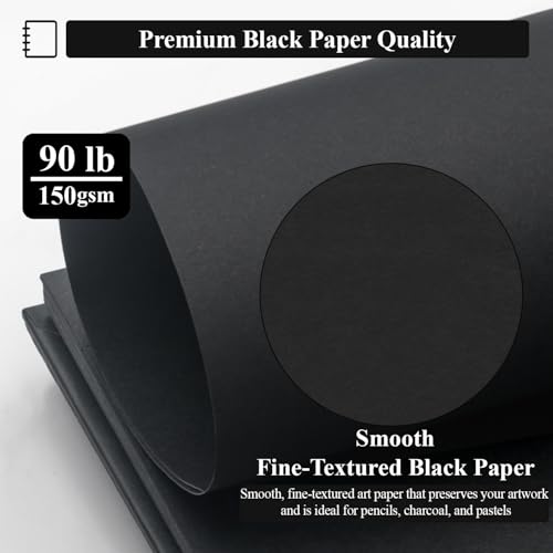 SuFly Black Paper Drawing Pad, 60 Sheets Large Sketch Book 11x14, Spiral Bound - Hardcover,90lb/150gsm Black Paper Notebook for Gel Pens. - color: Black, size: 11-x-14-inch:1 Pack
