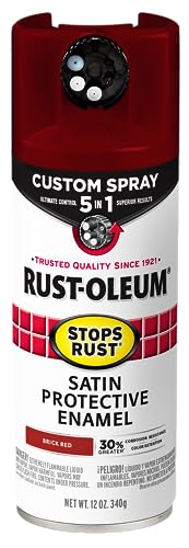 Rust-Oleum Stops Rust Custom 5-in-1 Spray Paint, Satin Brick Red - color: Satin Brick Red, size: 12 Ounce (Pack of 1)