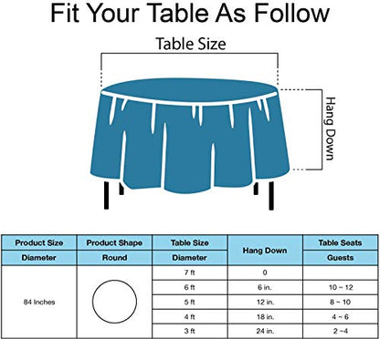 Navy Blue Plastic Tablecloths 2 Pack Disposable Table Covers 84 Inches Circle Shower Party Tablecovers PEVA Vinyl Dark Table Cloths for Parties Birthdays Weddings Banquet's 6 ft Round Table Use - color: A03 Navy Blue