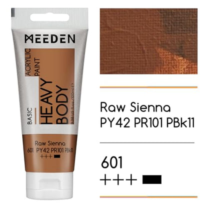 MEEDEN Acrylic Paint Raw Sienna: 100ml/3.38oz x 2 with Titanium White - color: Raw Sienna, size: 2 Tubes