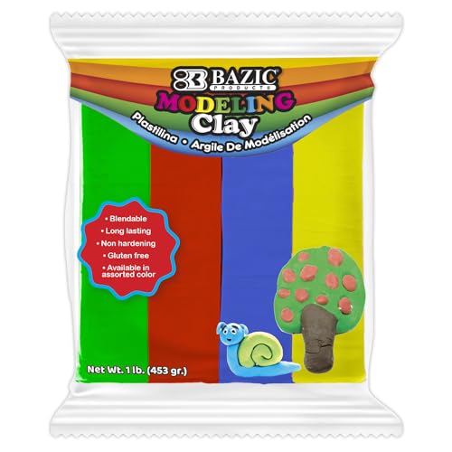 BAZIC Products Primary Color Modeling Clay, 4 Colors, 1 lb - color: Primary Colors, size: 1-Pack