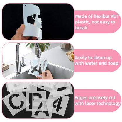 3 Inch Large Reusable Plastic Letter Stencils & Number Stencil (Template 4 Inches Long, Font 3 Inches), 36 Pcs Alphabet Art Craft Set for Wood,Wall,Rock,Signage,Door Porch,Chalkboard,DIY Projects ﻿ - size: 3 INCH