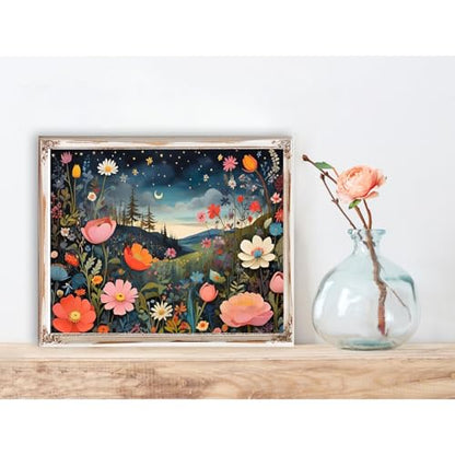 Yanfairy Wild Flowers Diamond Art Painting Kits for Adults, Full Drill Diamond Dots Paintings for Beginners, Round 5D Paint with Diamonds Pictures Gem Art Painting Kits DIY Crafts Kits 12x16inch - color: Wildflowers 2